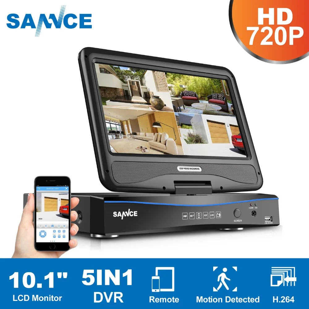 SANNCE 5в1 720P HD видео мониторинг комбинированная система 1080N 8CH DVR NVR HVR Сеть CCTV система безопасности с 1080N 10," lcd