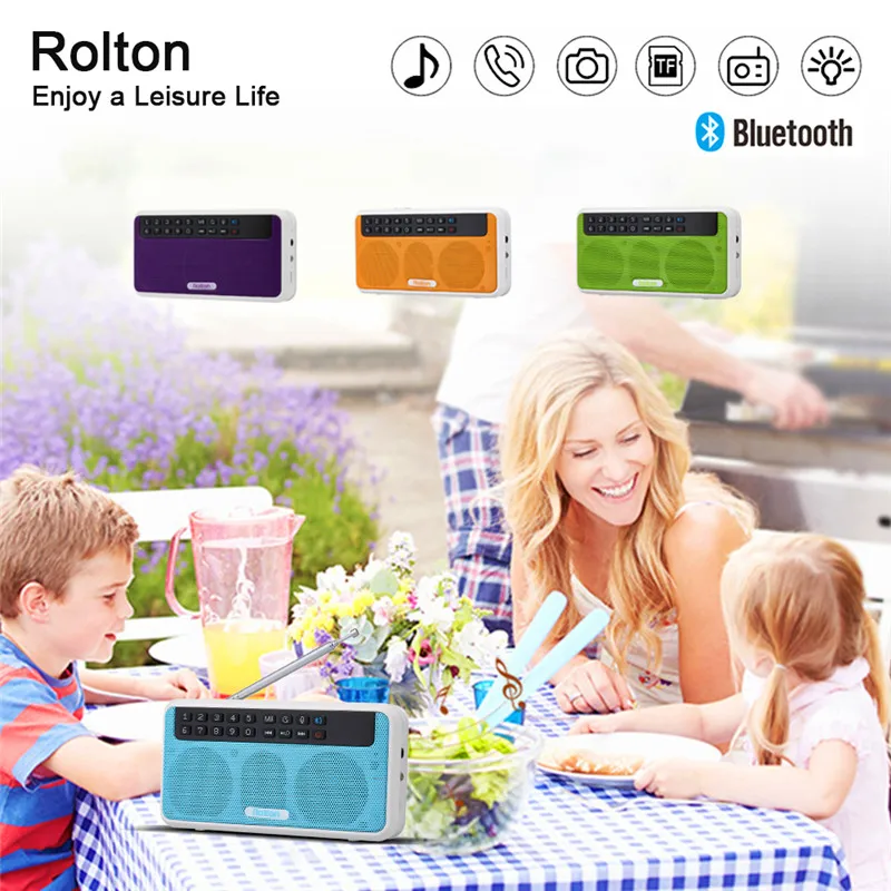 Rolton E500 Мини Портативный fm-радио музыкальный плеер Поддержка Micro TF карты Bluetooth динамик светодиодный беспроводной радио