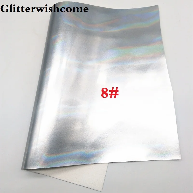 8 Glitterwishcome 30X134 см мини-рулон искусственная кожа ткань переливающийся Гладкий лакированная кожа Fabirc кожа винил для луков, GM009 - Цвет: 8