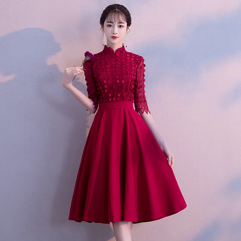 Свадебное платье для вечеринки элегантное длиной до колена бальное с воротником