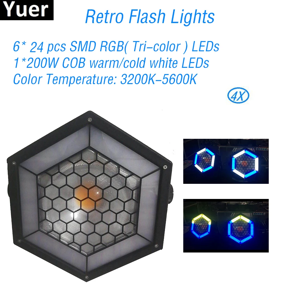

4Pcs/Lot Retro Flash Lights 6*24pcs SMD RGB LEDs Color music Disco DJ Par Light Club sound party Stage lights free shipping