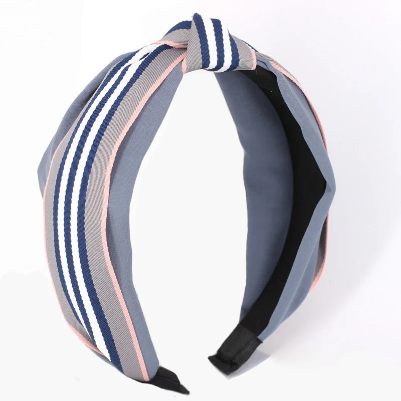 

12pcs Cute Striped Ribbon and Solid Fabric Knotted Headbands for Ladies and Girls Fashion Hair Accessories All-match Hairbands