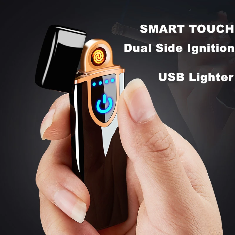 Индукционная Электронная USB зажигалка с отпечатком пальца перезаряжаемая