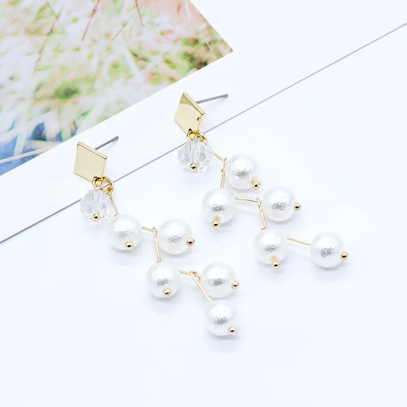 Длинные серьги гвоздики с искусственным жемчугом|Серьги-подвески| |