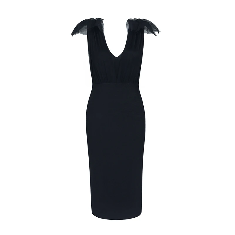 Летнее черное платье новинка 2019 модное Сетчатое облегающее без рукавов с