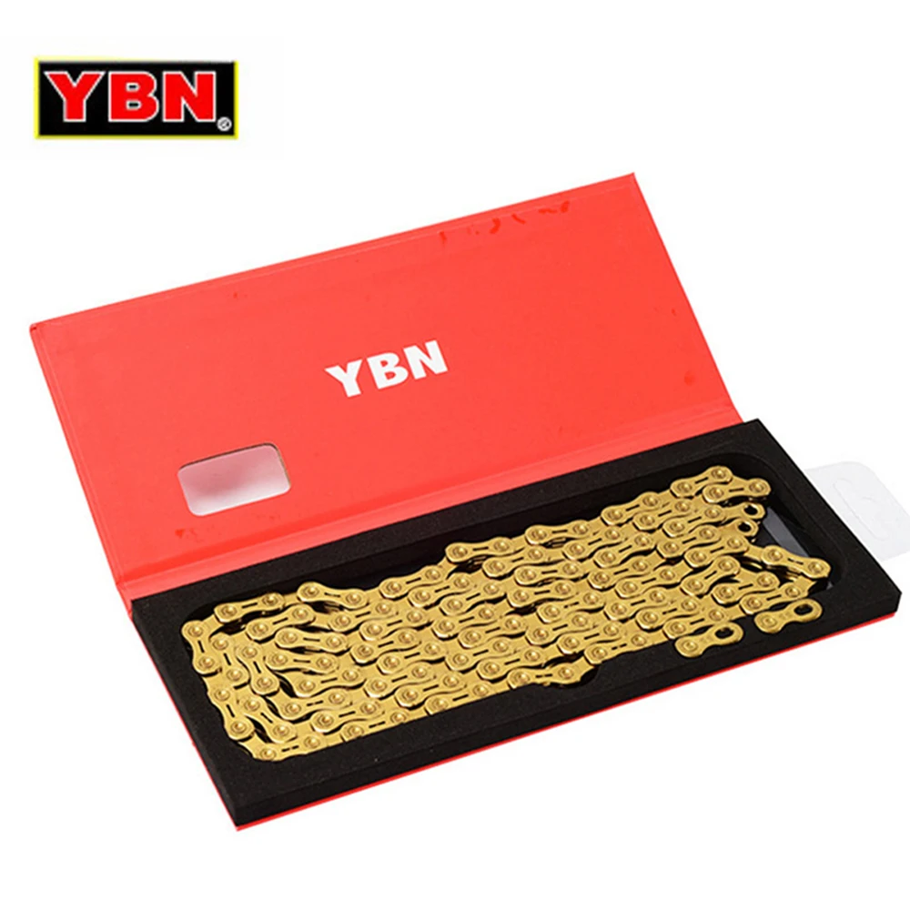 YBN Ультралегкая велосипедная цепь 9 10 11 скоростей SLR Gold Hollow MTB для дорожного