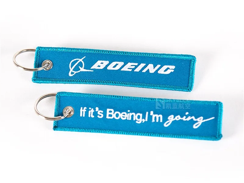 Это Боинг я собираюсь логотип брелок для ключей небесно голубой с вышивкой|car