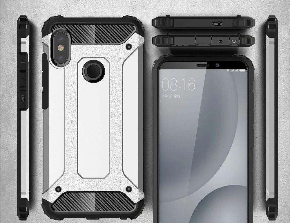 Бронированный чехол для Xiaomi Redmi Note 5 6 7 Pro Силиконовый + жесткий ПК Противоударный