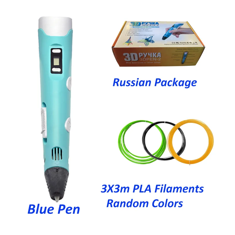Russia-Blue-9m PLA KidsTime 3D Ручка принтер 3D Рисование строк печати карандаш с красочными PLA нити для детей DIY подарки для детей - Цвет: Russia-Blue-9m PLA