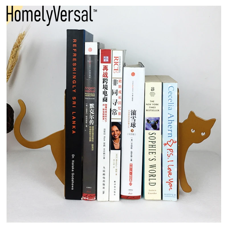 Милый Кот, Простая подставка для книг, подставка для школьников, металлические железные книгодержатели, опорные настольные подставки для школьных канцелярских и офисных принадлежностей