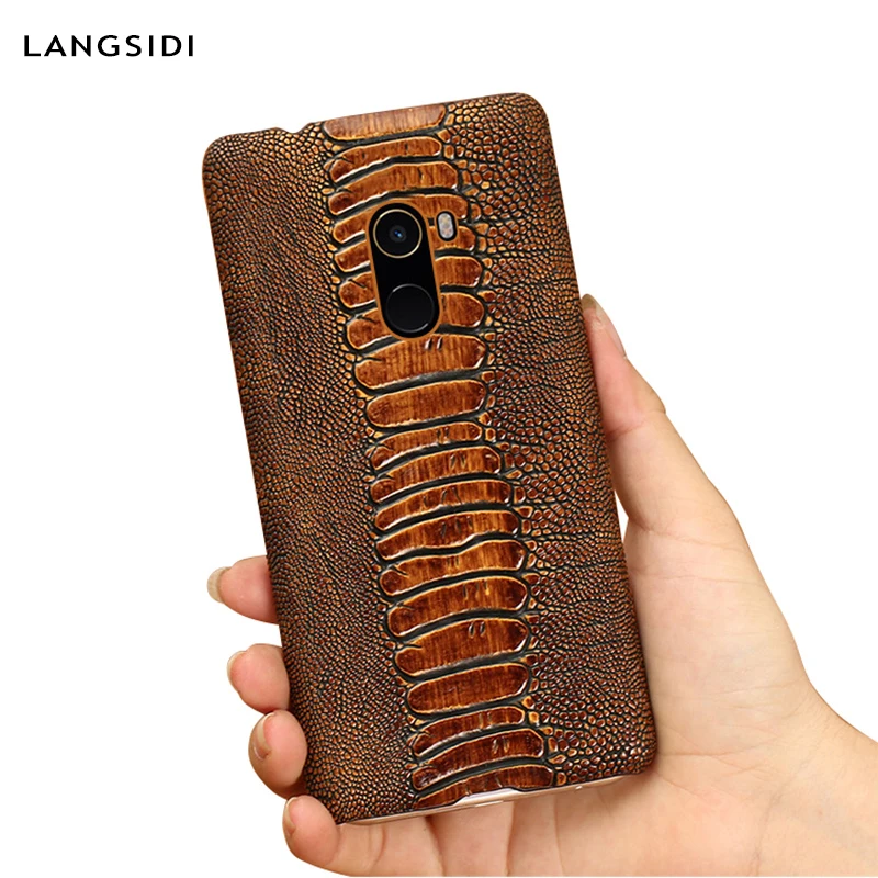 

LANGSIDI Leather Case For Xiaomi 9 9T Case Vintage Ostrich Leg Texure Cover For Redmi K20 K20pro redmi note 7 case fundas
