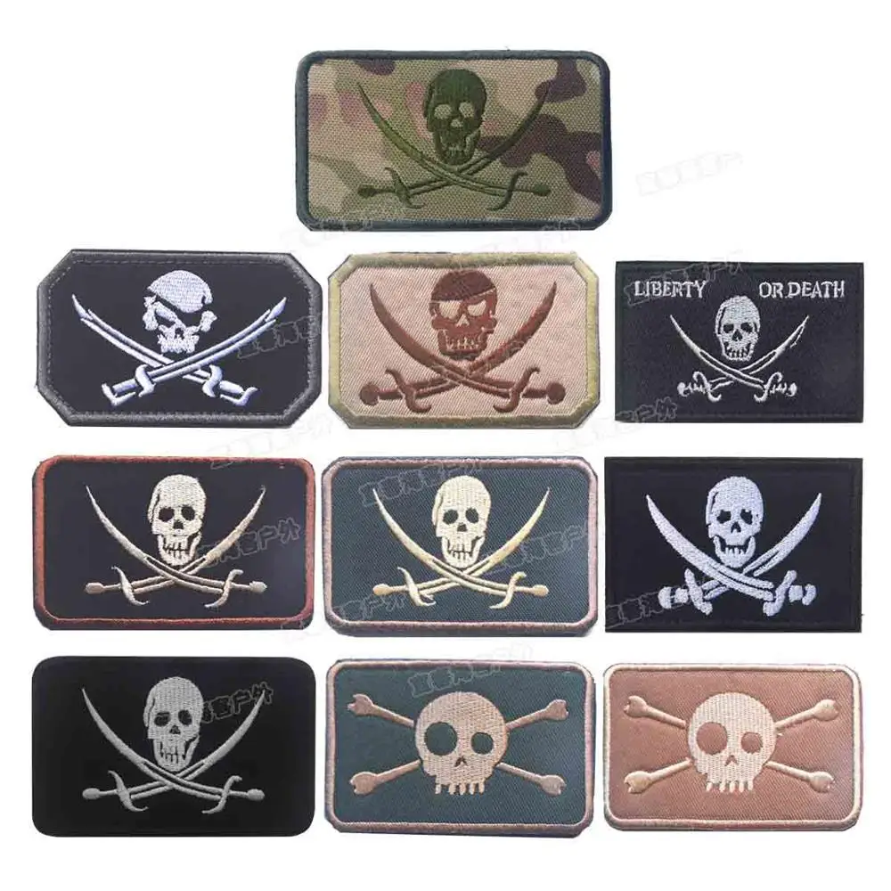 

Jolly Rogers Pirate Skull USA Navy Embroidery Patches Badges Emblem military Army cm Accessory Hook and Loop Tactical