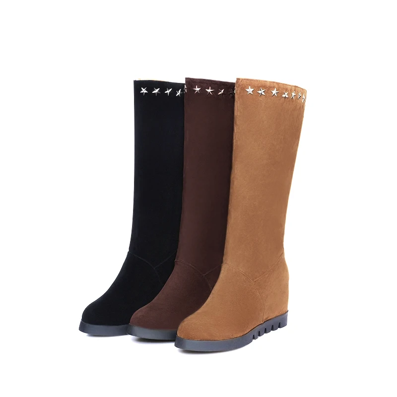 Зимние ботинки 2016 г. Теплые повседневные женские высокие сапоги до колена модная