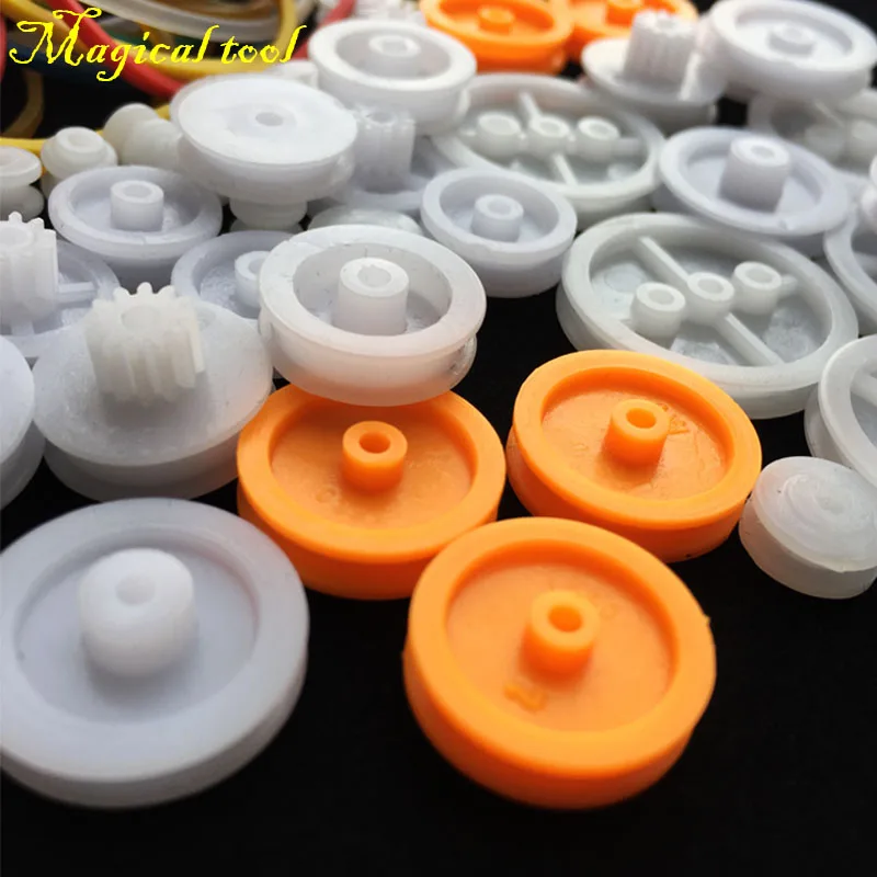 Набор пластиковых колесных комплектов сделай сам 40 шт. шкив с ремнем Резиновая