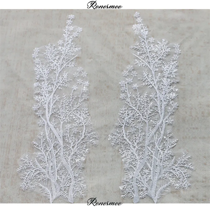 1 пара/2 шт. вышитая кружевная аппликация цвета слоновой кости для свадебного