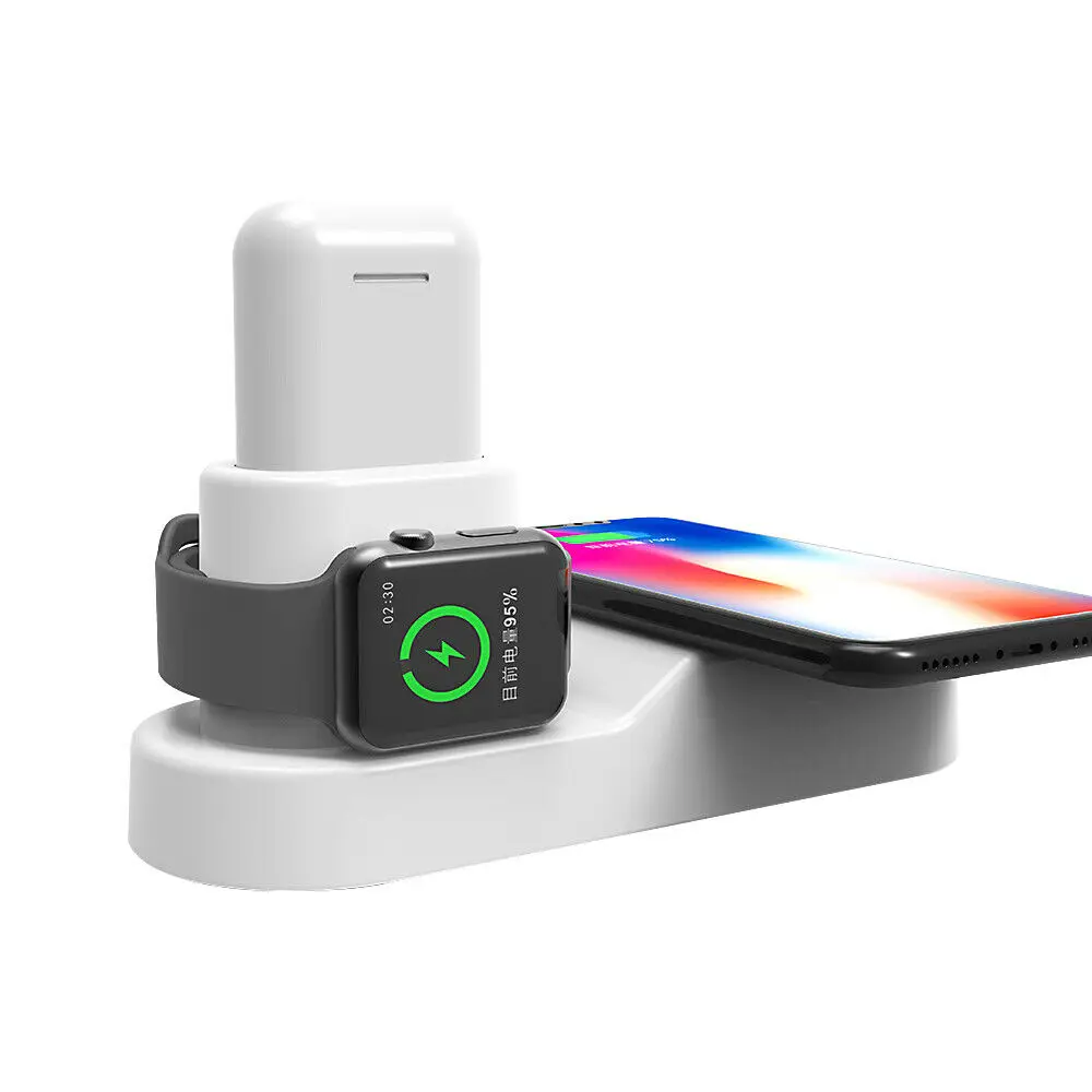4 в 1 беспроводная зарядная станция для iPhone XS Max XR X 8 Plus быстрая зарядная док-станция для Apple Watch 3 2 зарядная подставка