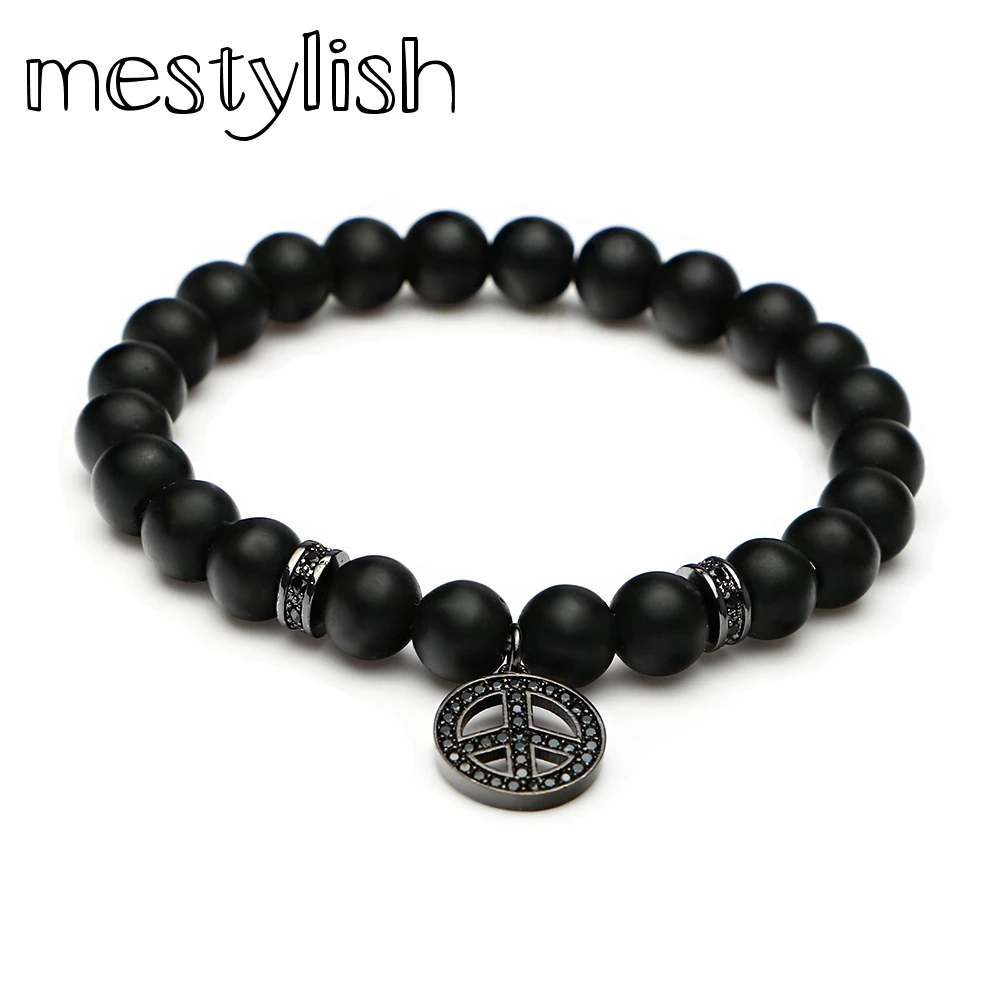 Новый красивый браслет Mestylish с символом мира бусинами из натурального камня