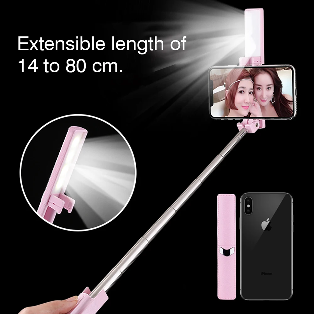 Фото Карман Bluetooth палка для селфи с Supplyment Кольцевая вспышка 80 см Длина iPhone X samsung S8 Xiaomi