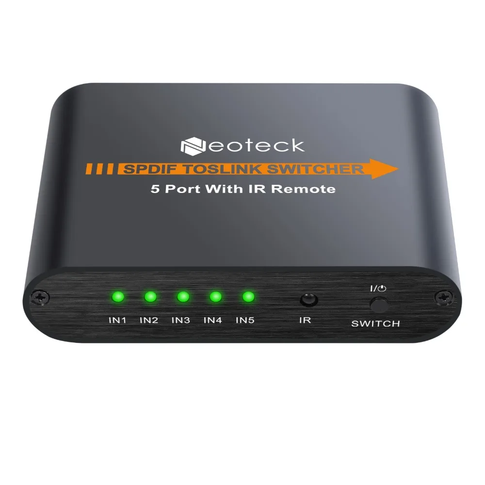 Коммутатор Neoteck SPDIF/Toslink 5x1 с инфракрасным цифровым оптическим