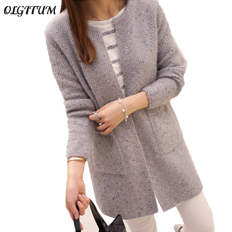 OLGOTUM 2019 New Spring&ampAutumn Women Casual Long Sleeve Knitted Cardigans Autumn Crochet Ladies Sweaters Fashion Cardigan |