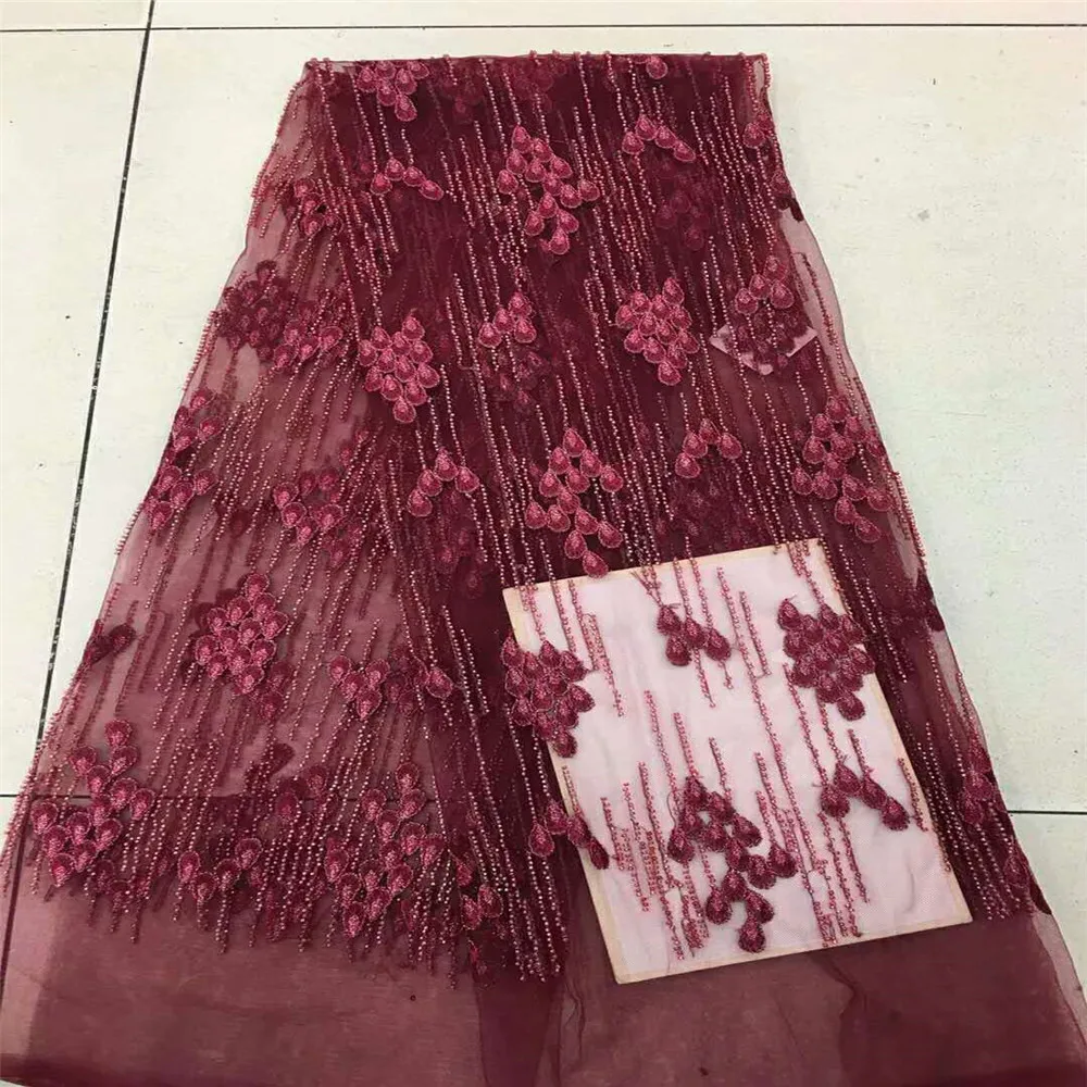 African Lace Fabric 2018 High Quality Embroidery French Tulle 3d Flower Beads For Wedding F534-1 | Дом и сад