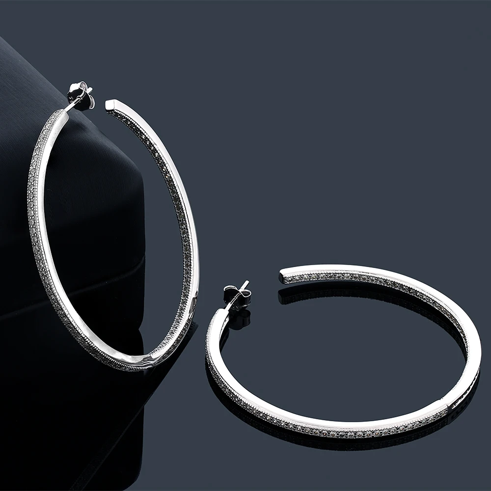Серьги кольца GemStoneKing из стерлингового серебра 925 пробы женские круглые серьги с