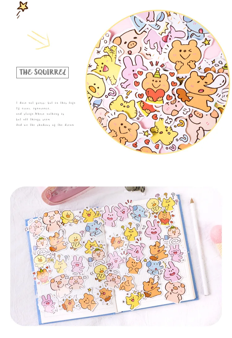 45 шт./лот домашних животных коллекция мини декоративные Kawaii милая коробочка наклейки комплект Скрапбукинг хлопья журнал стационарные деко