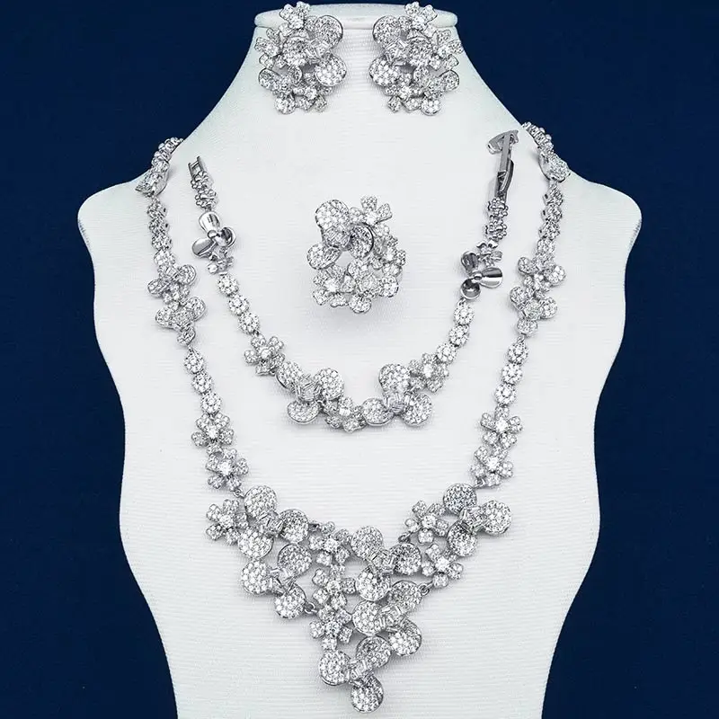 ModemAngel высококачественные нежные цветы кубический цирконий медь 3 тона Свадебная