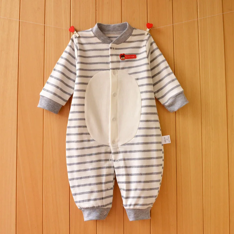 Gray stripe Одежда для новорожденных комбинезоны пижамы хлопок Одежда для младенцев Комбинезон для малышей Детские ползунки для 3-12 м костюм для маленьких мальчиков - Цвет: Gray stripe