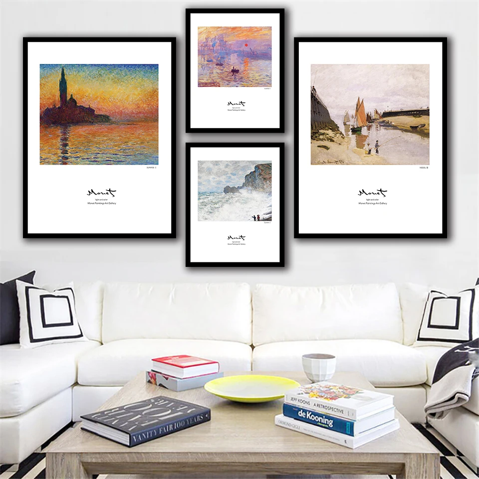 Постер закат гор озеро морской пейзаж скандинавские абстрактные винтажные