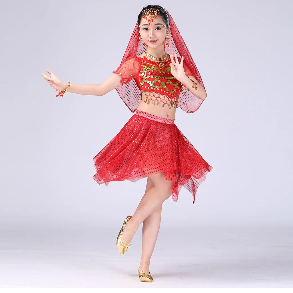 Индийское платье для девочек качественный костюм танца живота комплект одежды |