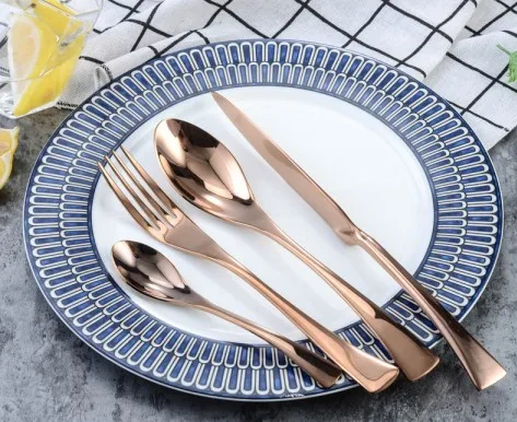rose gold Набор из 4 набор столовых приборов посуда из нержавеющей стали Услуги для 4 включают Ножи/вилка/Ложка - Цвет: rose gold