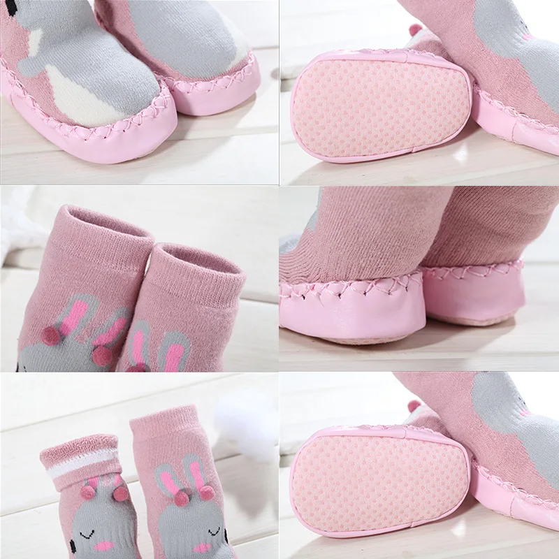 Thick Terry Toddler Indoor Floor Socks Baby Winter Ankle Kids Girl Newborn Rubber Sole Anti-Slip Cartoon Funny | Детская одежда и