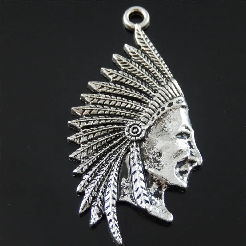 Оптовая продажа 5 шт. старину Серебряный тон родной Indian Head портрет шарма Jewelry