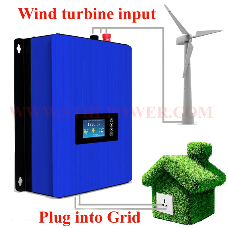 

2000W Wind Power Grid Tie Inverter with Dump Load Resistor 45-90V 3phase ac to 220V AC MPPT Pure Sine Wave Grid Tie Inverter