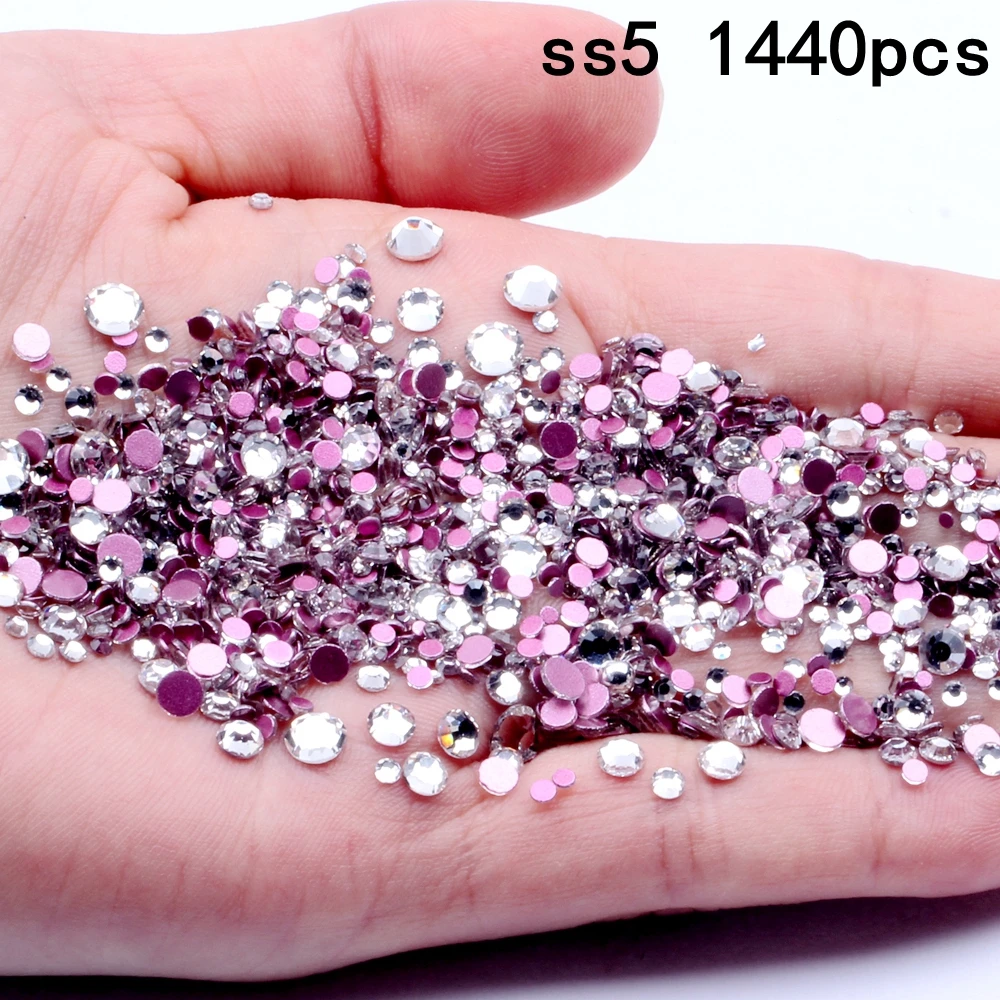 Crystal ss5 1440pcs Кристалл AB много размеров без горячей фиксации с красной подошвой хрустальные стразы стекло клей для свадебных платьев DIY украшения для ногтей - Цвет: Crystal ss5 1440pcs