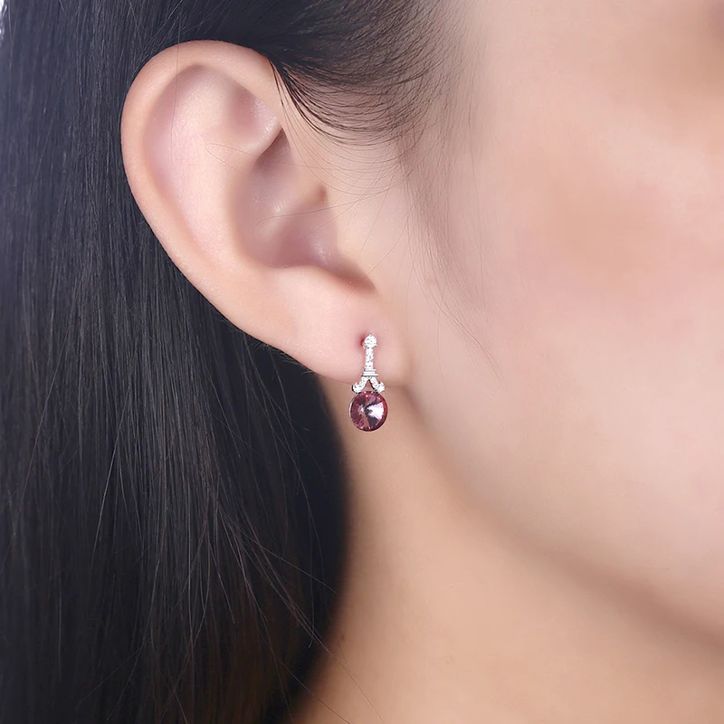 Женские серьги-гвоздики из серебра 925 пробы с кристаллами SWAROVSKI | Украшения и