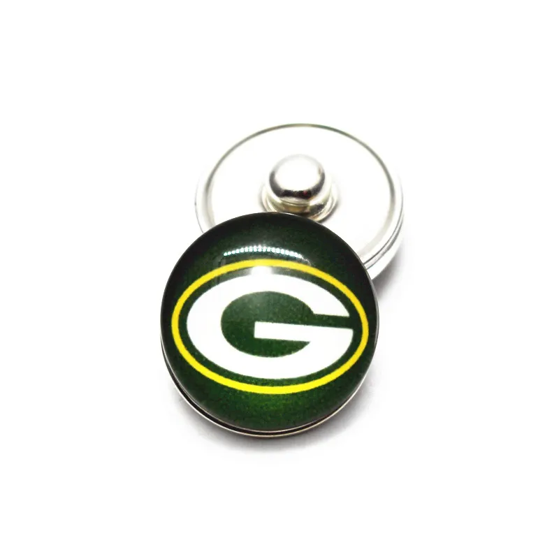 20 шт./лот 18 мм стеклянные кнопки Футбол Green Bay Packers круглые оснастки Chams Fit DIY имбирь