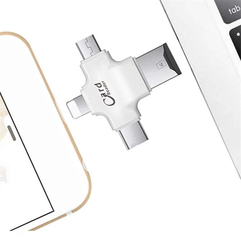 4 в 1 USB 2 0 OTG Lightning Type-C кардридер Micro SD адаптер конвертер для iPhone 7 8 Plus Samsung S8 S9 |