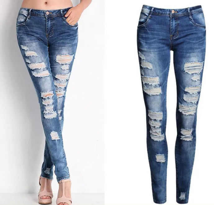 Женские джинсы женские джинсовые брюки с эффектом пуш ап эластичные рваные