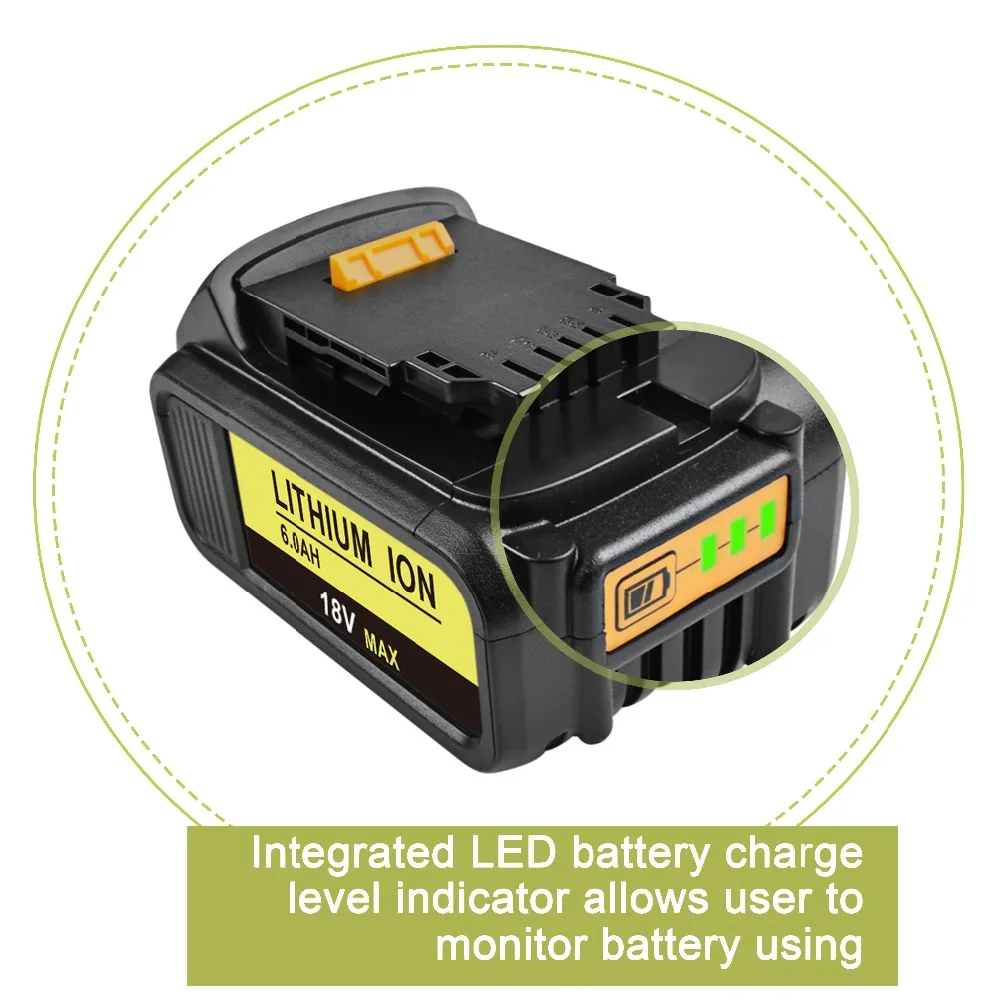 Bonacell 6000 мА/ч, 18V для Dewalt Мощность инструмент Батарея для DCB180 DCB181 DCB182 DCB201 DCB201-2 DCB200 DCB200-2 DCB204-2 L50