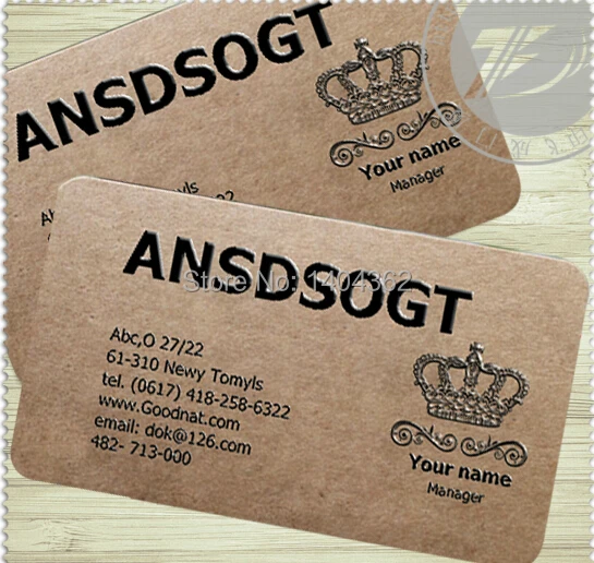 Custom 500pcs Specialty Paper -350g  Kraft paper Business Cards Business Card Printing visit card