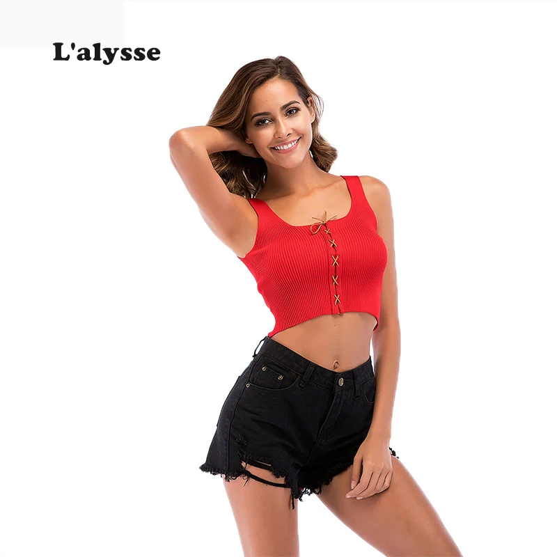 LALYSSE летний женский короткий топ сексуальный мини Топ трикотажное нижнее белье