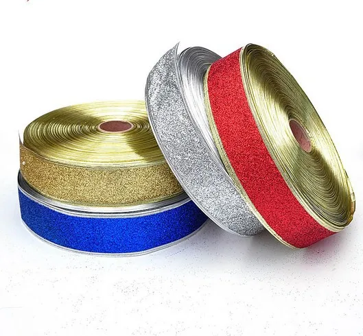 2 ярда/партия блестящий венок из ленты золотого цвета рождественский подарок