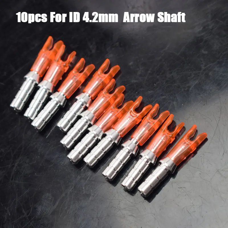 4.2 orange2 10 шт. ID6.2mm внутренние штырьковые стрелы nocks соединение лук охота и стрельба Alu булавки+ пластиковые ноки алюминиевая углеродная стрела - Цвет: 4.2 orange2