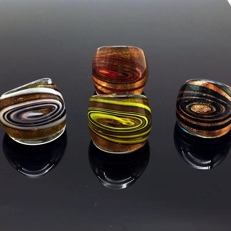 

8Pcs/Lot Sands Milky Way Glass Female Ring Green White Orange Yellow Size 8