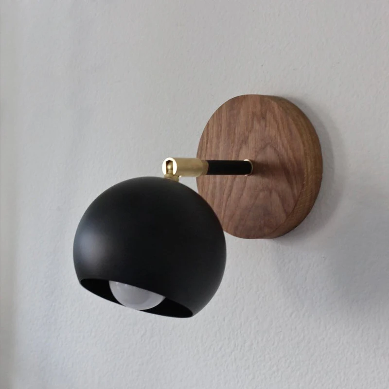 

Scandinavian Japanese brass wall lamp walnut retro bedroom headboard lamp stand wall lamp homestay corridor light
