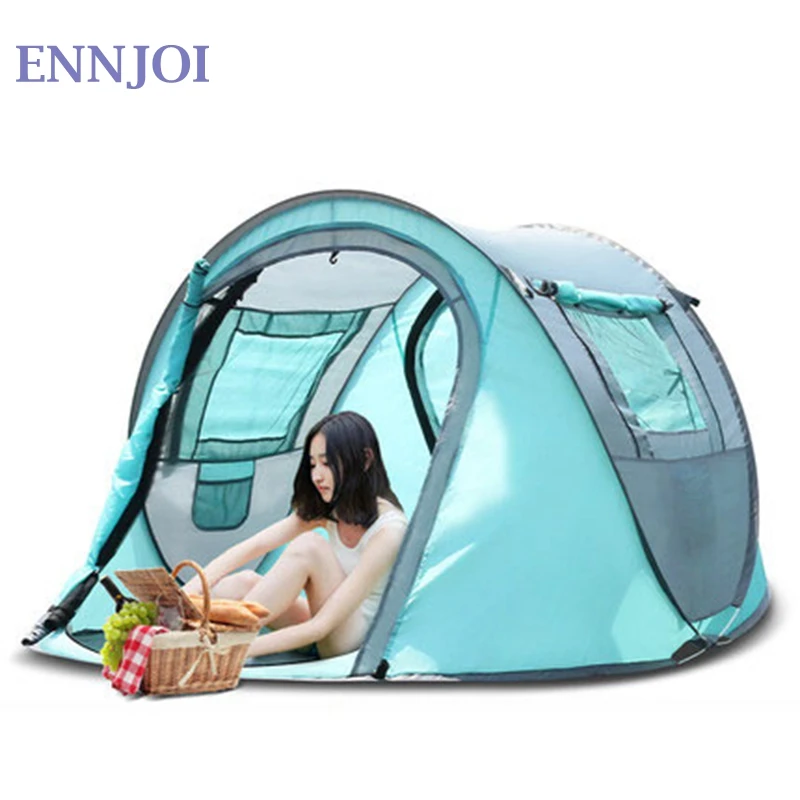 210D Oxford Cloth Large Space Camping Tent Outdoor 3-4Persons Automatic Speed Open Throwing Pop Up Waterproof Beach Tents