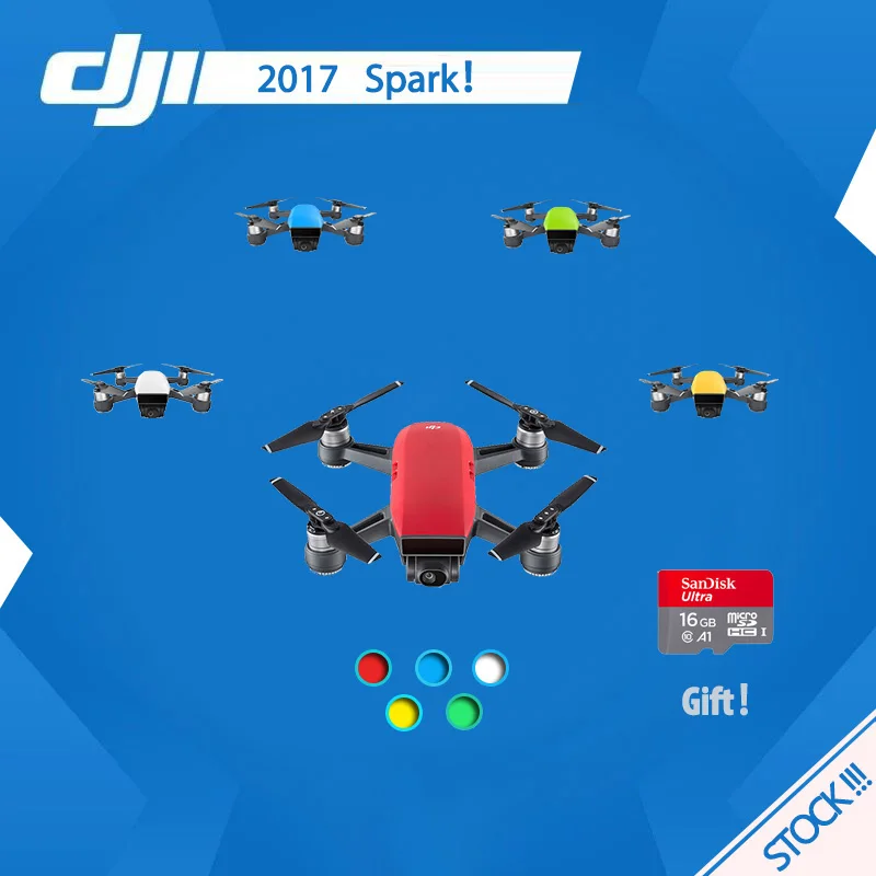 В наличии! Пять цветов DJI spark fly combo mini drone 1080p HD камера fold (16 Гб MicroSD подарок) |