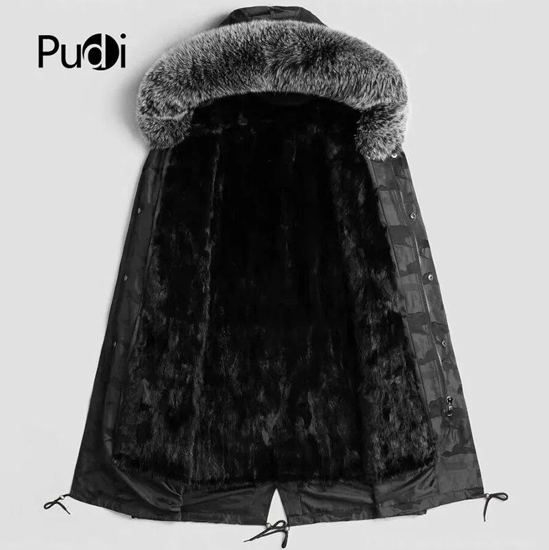 Мужская хлопковая парка PUDI MT8109 с подкладкой из натурального меха норки и